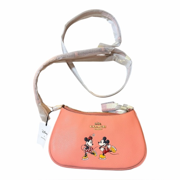 Disney x Coach Teri Shoulder Bag with Ice Skate Mickey Minnie Motif Blush NWT - Picture 6 of 10